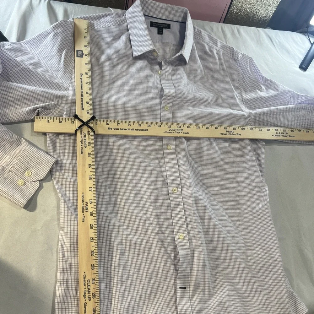 Banana Republic Mens Plum‎ Plaid Long Sleeve Button Up Size Xl  Beautiful 459